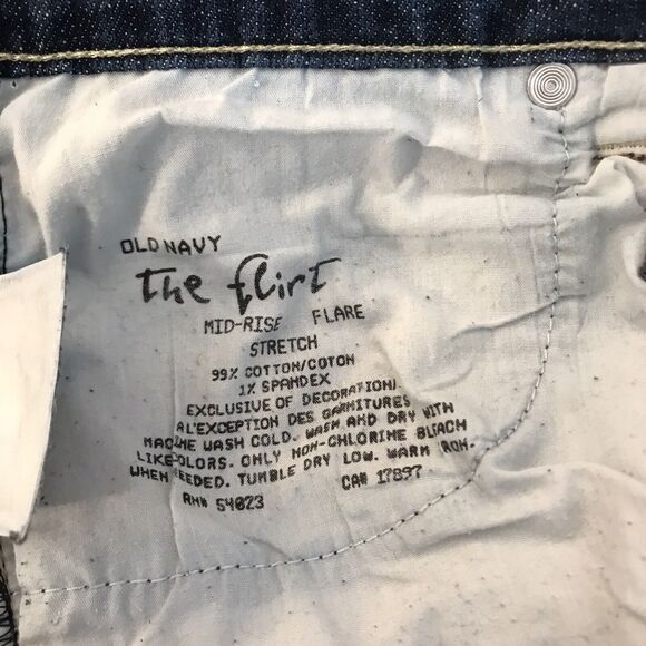 Old Navy Jeans The‎ Flirt Mid Rise Flare Stretch Denim Womens Size 14 Dark Wash - Picture 11 of 12